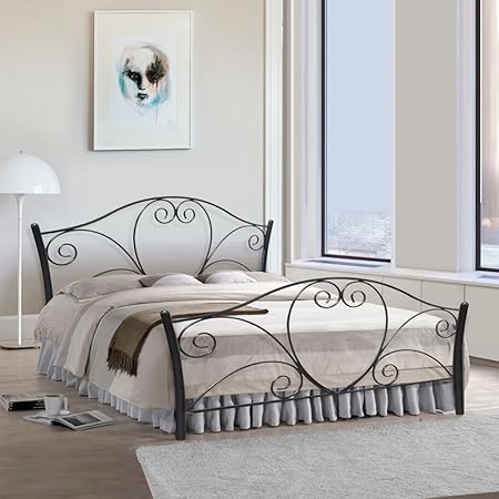 FurnitureKraft Atlanta Metal Queen Size Double Bed,Black