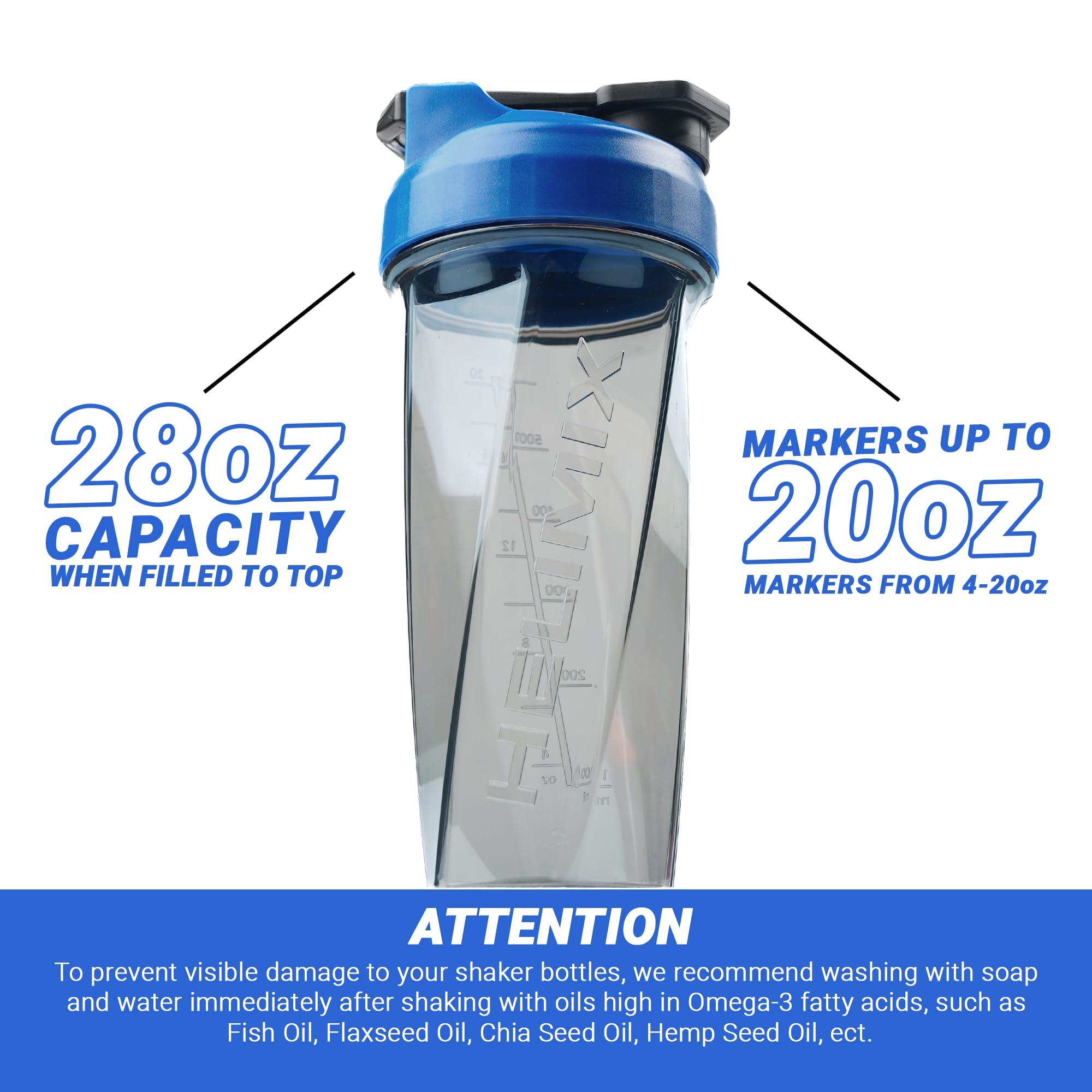 HELIMIX 2.0 Vortex Blender Shaker Bottle Holds upto 28oz | No Blending Ball or Whisk | USA Made | Portable Pre Workout Whey Protein Drink Shaker Cup | Mixes Cocktails Smoothies Shakes | Top Rack Safe