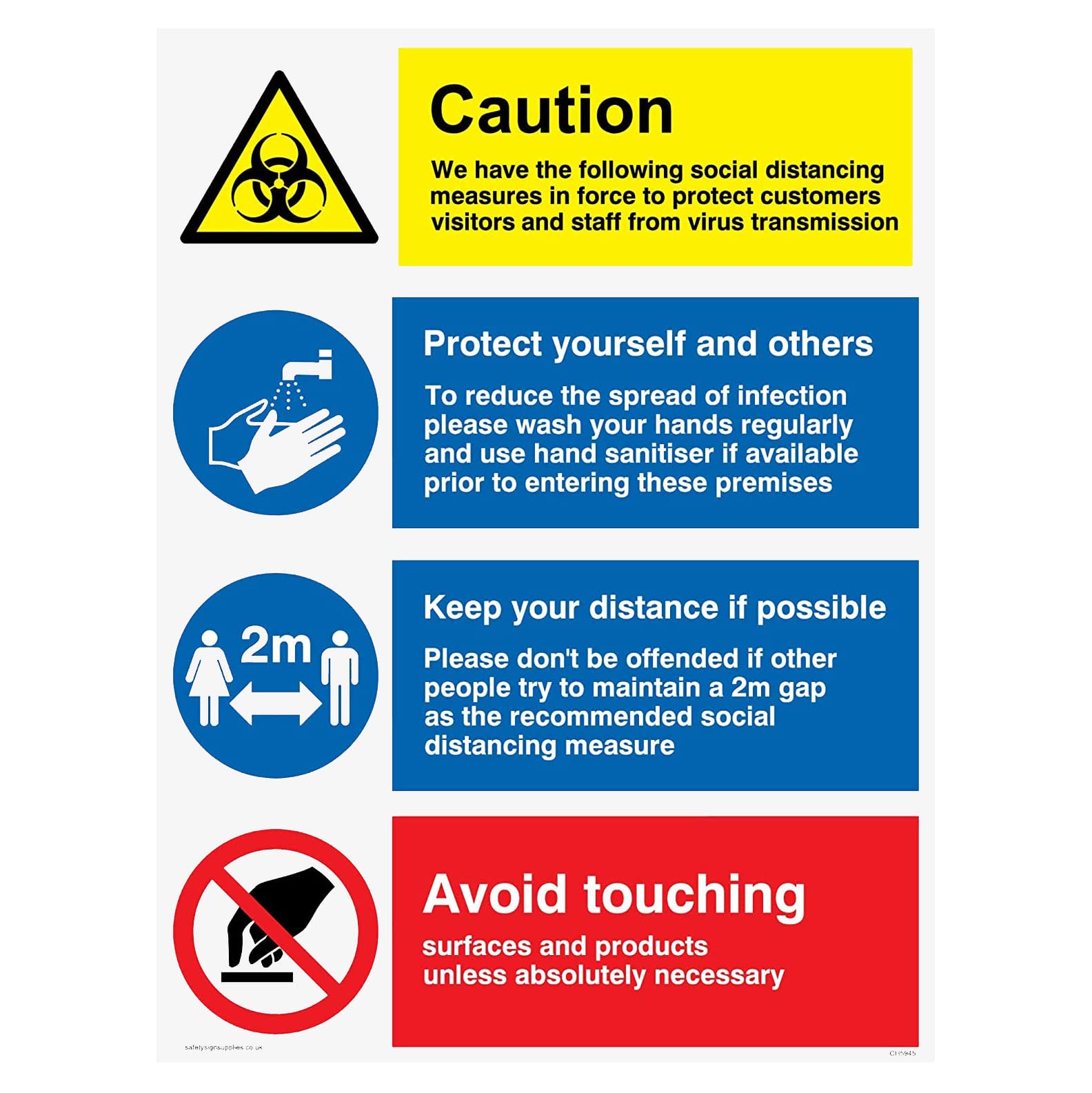 Social Distancing Sign Measures Avoid Touching Safety Door Wall Caution Notice