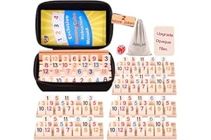 Doreimi Upgraded Rummy Cube Game Set 6 Plays with 6 Wooden Holders and 162 Rummy Tiles, Travel and Family Board Game for Adul