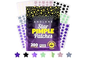 ANDLANE 280Pcs Star Pimple Patches for Face - Pimple Patches Cute Stars - Hydrocolloid, Salicylic Acid, Tea Tree Oil, Centella - Glitter, Regular, Glow in the Dark, Translucent 7 Colors, 3 Sizes Zit Stickers