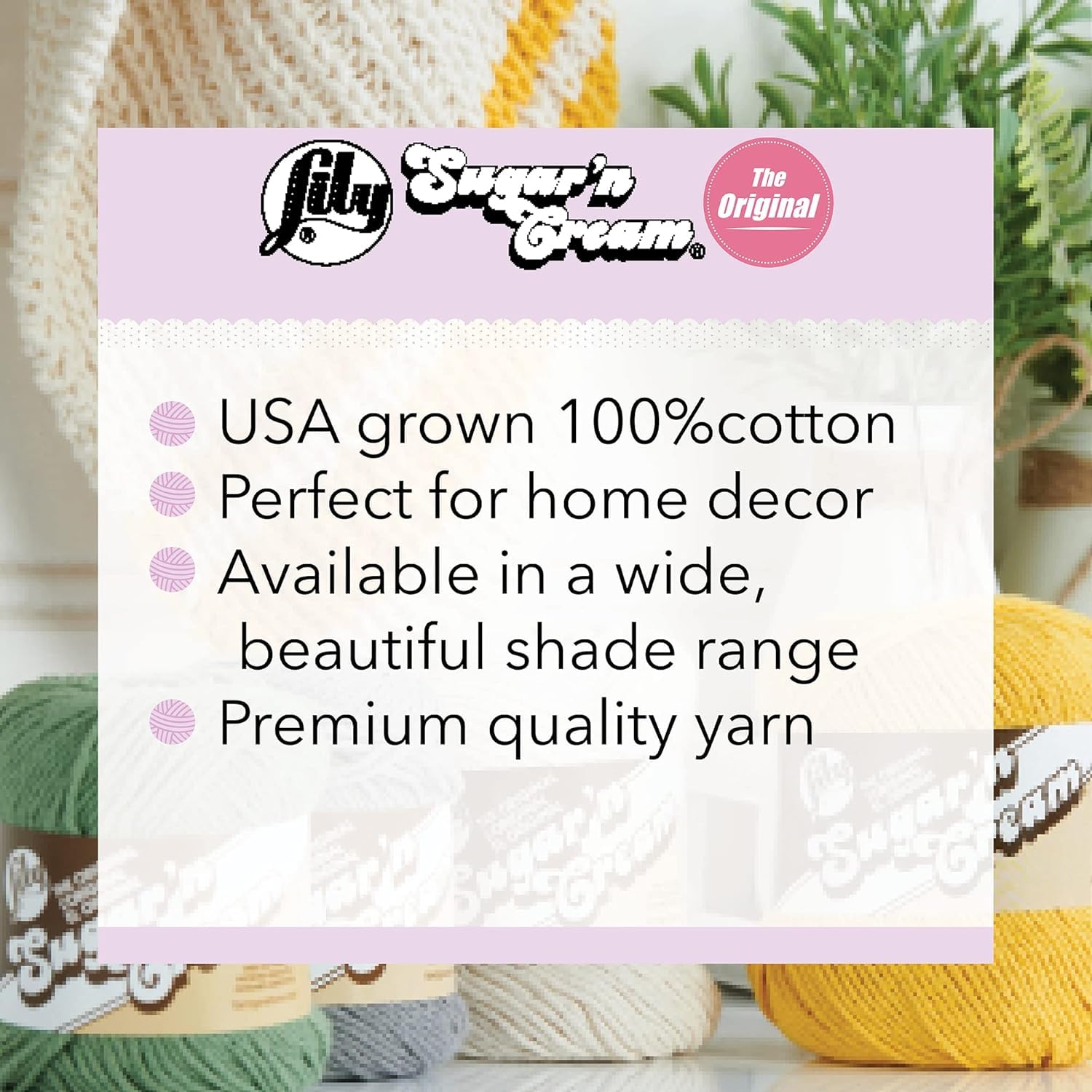 Lily Sugar 'N Cream The Original Solid Yarn, 2.5oz, Medium 4 Gauge, 100% Cotton - Ecru - Machine Wash & Dry
