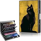 CAPAUNVDA Metal Wallet,Credit Card Holder for Women,Aluminum Wallet,Ridge Wallet for Women,Hard Case Wallet,RFID Blocking Business Metal Credit Card Holder Case,Gift for Girls,Cute Black Cat