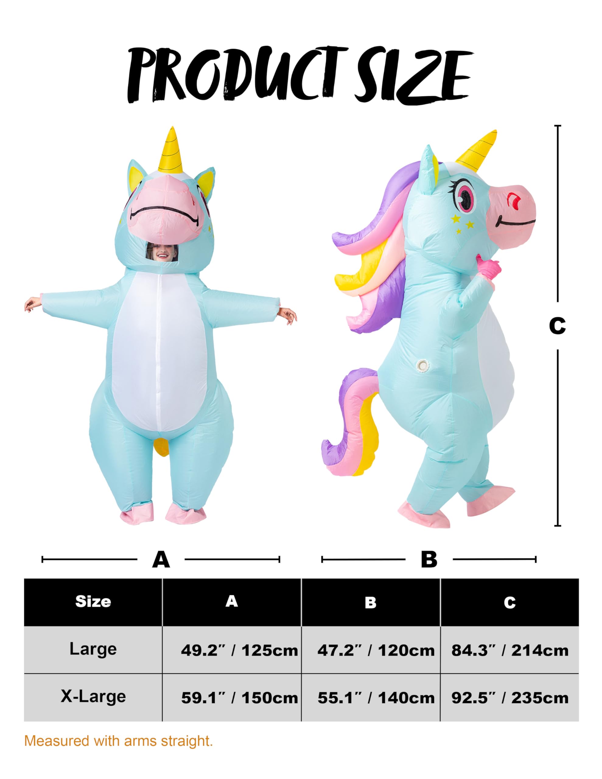 Spooktacular Creations Halloween Inflatable Costume, Full Body Unicorn Blow Up Costume for Adult Holiday Themed Cosplay Party
