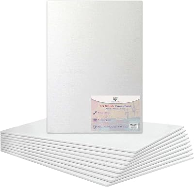 Habercrafts 8 x 10 Inch Canvas Panels, 100% Cotton, Triple Gesso Primed, 10
