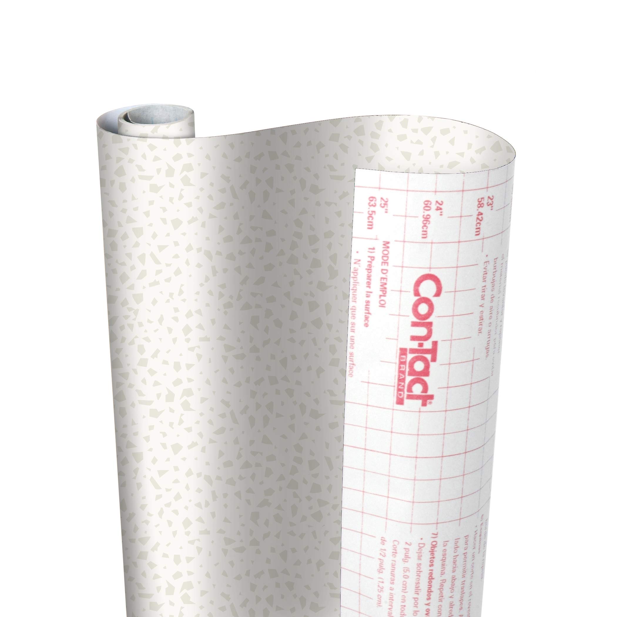Con-Tact Brand Creative Covering, Self-Adhesive Shelf Liner, Multi-Purpose Vinyl Roll, Easy to Use and Apply, 18'' x 50', Faded Terrazzo Bone Image