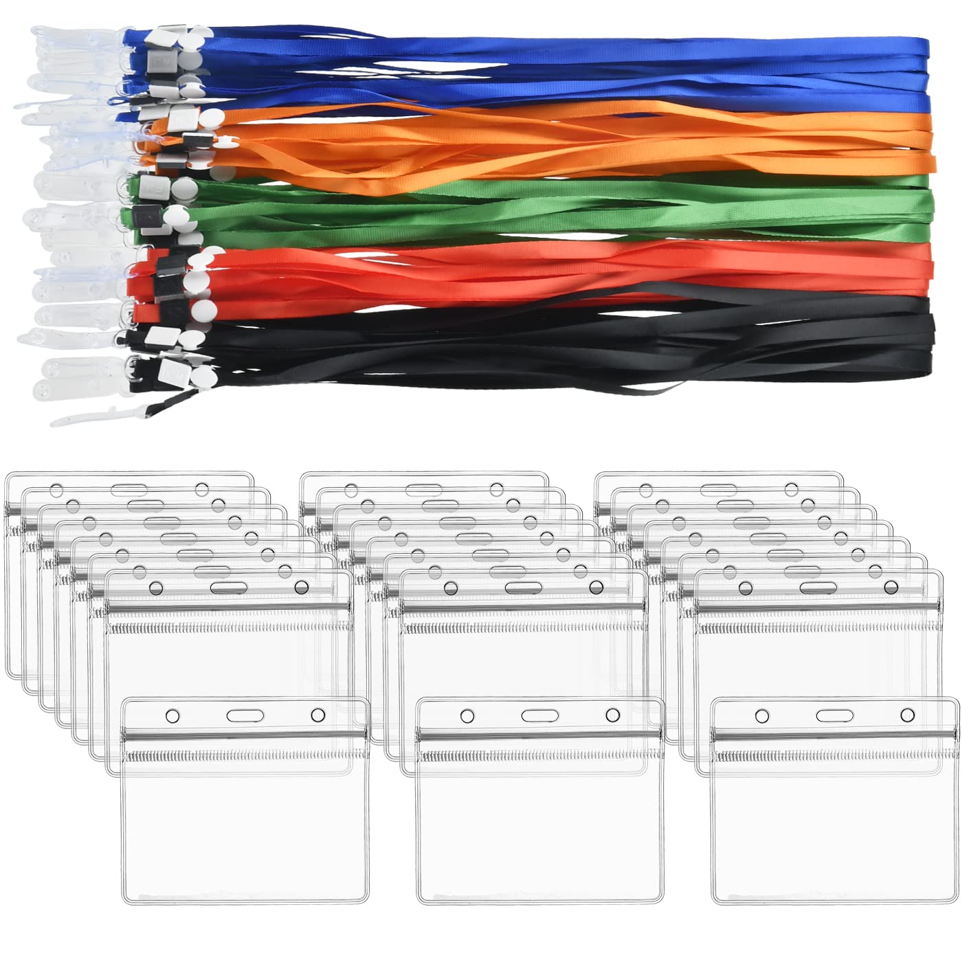 Lanyard with Card Holder 50Pair - ID Card Holders Women Men Name Badges Holder with Lanyards for Neck Office Business Card Holders Badges Lanyards for Neck with Card Holder ID Badge Holder Name Badge