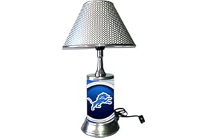 HBGP Table Lamp with Shade, Team Logo Plate Rolled into The lamp Body, Detroit (L) lamp