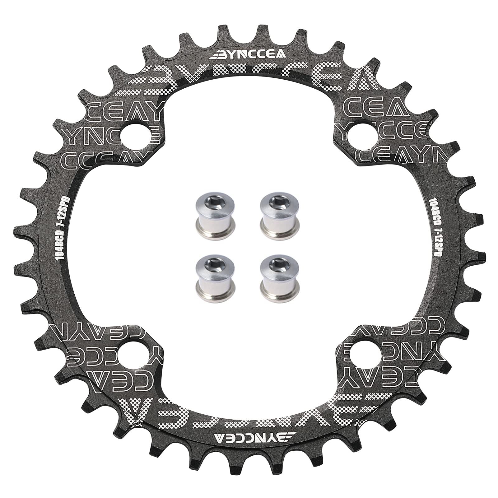 Bynccea Round Chainring 104 BCD 32T 34T 36T 38T Narrow Wide Bike Single Chainring Compatible with 8 9 10 11 12 Speed Mountain Bike Road Bike Fat Bikes MTB BMX