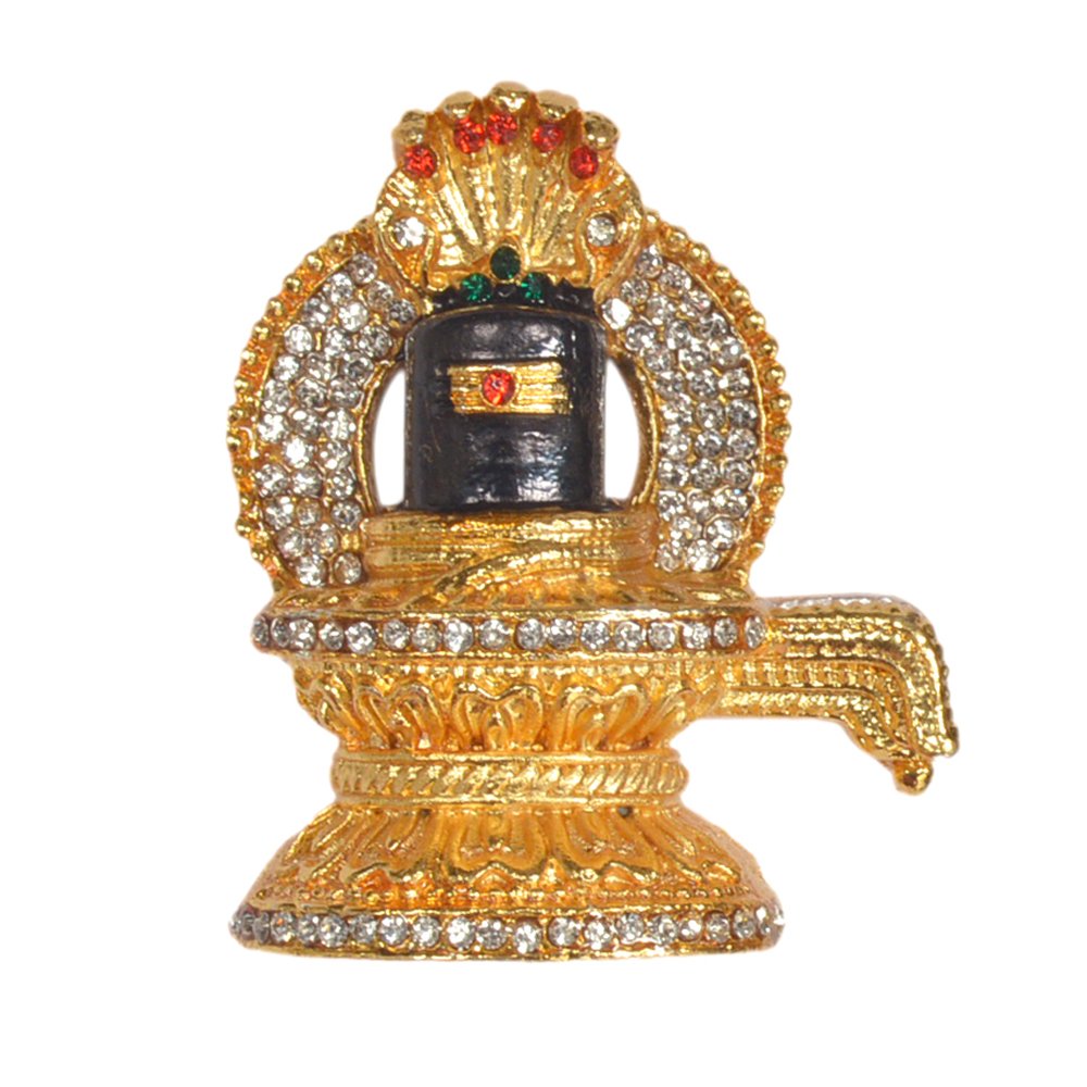 Purpledip Hindu Religious Symbol 'Shivling' Metal Showpiece Statue for Home Temple, Office Table or Car Dashboard (10293)