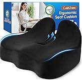 CushZone Seat Cushion, Memory Foam Office Chair Seat Cushion for Office Chairs/Car/Long Trip/Desk Chair/Gaming, Extra Large Size for Sciatica & Hip & Tailbone Pain Relief, Sciatica Support (Black)