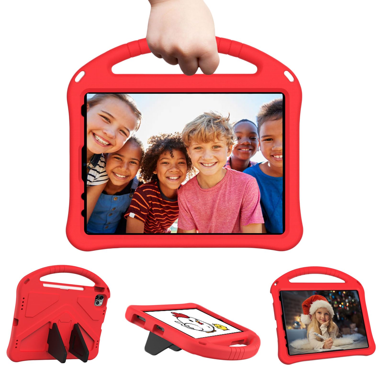 Tading iPad 10th Gen Kids Case, 10.9 Inch Shockproof Handle Stand - Red