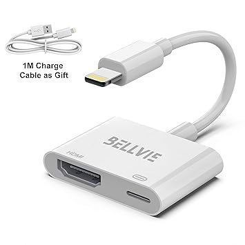 Adaptador HDMI Bellvie Compatible con iPhone iPad: Amazon.es ...