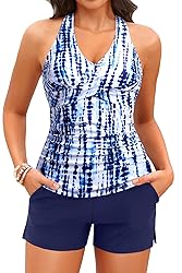 Women Tankini Swimsuit with Shorts - Halter Two