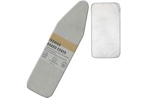 Invwanhing Ironing Board Cover and Pad, 15 x 54 Inch Standard Size, Extra Thick Padding, Silicone Coated Surface, Scorch and 