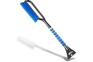 TRAZON 27" Snow Brush & Ice Scrapers for Car Windshield with Foam Grip for Cars, SUV, Trucks - Detachable Сar Scraper - No Scratch - Heavy Duty Handle, Snow Broom, Remover, Easy Scraper, Blue