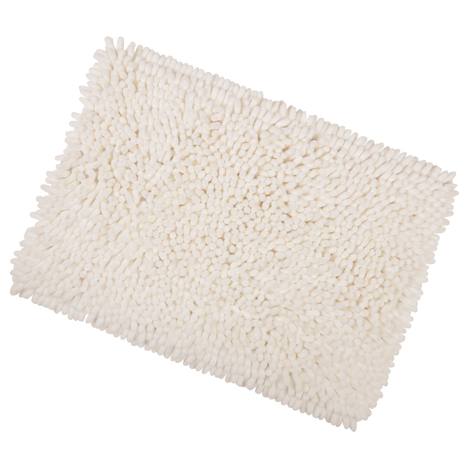 Ivory Shaggy Microfibre Bathroom Shower Bath Mat Rug Non-Slip Backing 50x80cm