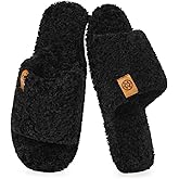 Dokela Fuzzy Open Toe Slippers for Women Soft Memory Foam Indoor House Shoes Slip On Cozy Bedroom Slippers Ladies Lightweight Non-Slip Home Slides