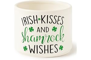 FoszaSzept St Patrick Shamrock Candy Dish, Mini Ceramic Candy Bowl Tiered Tray Decor, St. Patrick Snack Serving Bowl Party Favor Desktop Decoration for Home Kitchen Classroom(Shamrock Kisses)