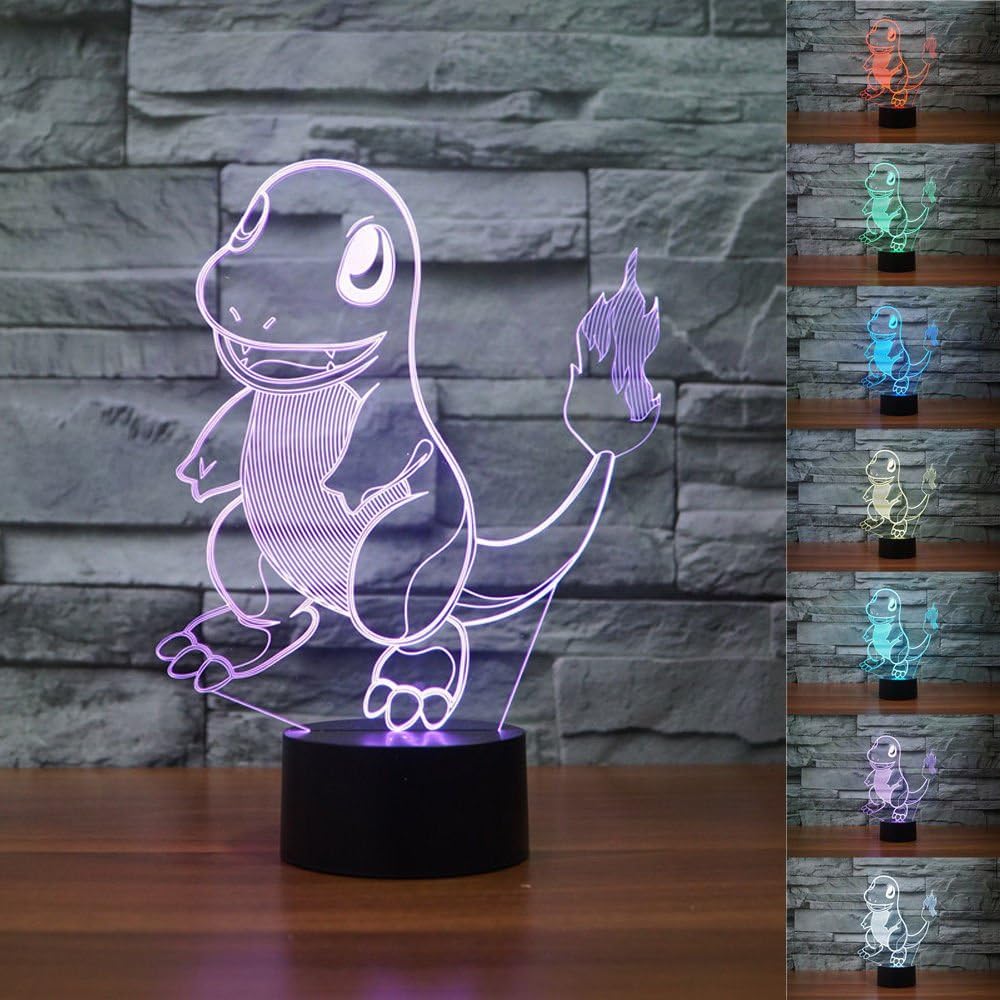 Tama Caumi New 3D Pokemon Go Charmander 3D Night Light 7 Color Change LED Desk Table Lamp