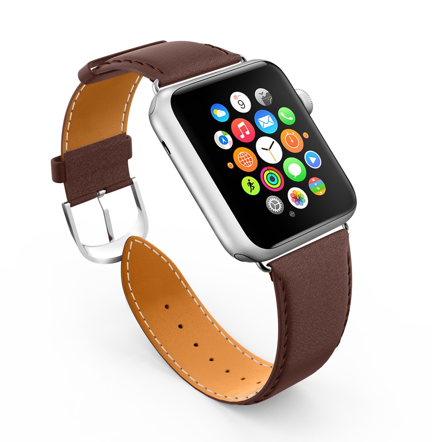 Apple Watch Band, LoHi Watch Strap Replacement with Metal Clasp for iWatch 42mm Brown