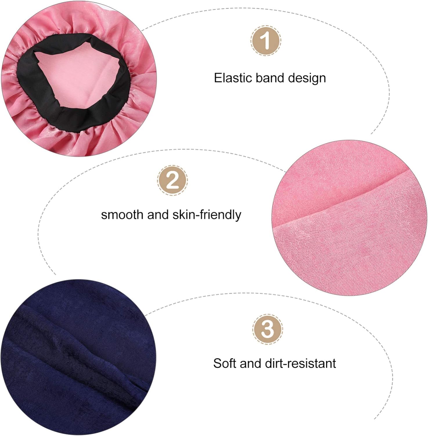Satin Sleep Cap,Extra Long Bonnet Loose Hair Cap Silk Sleeping Cap Head Cover Soft Hair Turbans for Long Hair,Braids,2pcs(B) Pink - Image 4