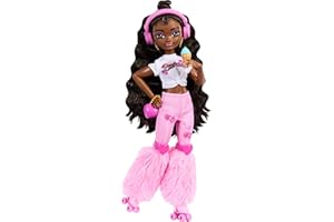 Barbie Dream Besties Doll and Accessories, Barbie Brooklyn” Posable Roller Skating Fashion Doll with Dark Brown Hair, 9 Music & Video Themed Pieces