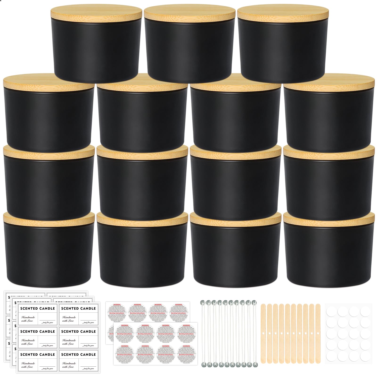 Photo 1 of SUPMIND 4oz Candle Jars 15 Pack, Small Black Glass Empty Candle Jars for Making Candles with Bamboo Lids and Wick Kit, Wide Mouth Candle Container Bulk, Ideal for Candle Business Owners