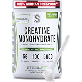SteelFit Creapure Creatine Monohydrate Powder, Unflavored, 100 Servings | German Creatine Powder for Men, Women - Gym Workout Nutritional Supplements for Muscle Gain, Brain Health &amp; Strength Building