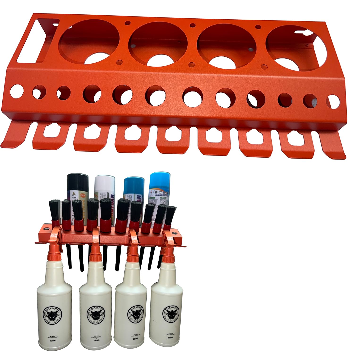 Photo 1 of Bottle Storage Rack, Detailing Brush Organizer, Spray Bottle Storage Rack, 3/8" Air Tool Holder, for Garage and Workspace (1pc-Orange)