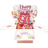 Asmallgf Happy 90th Birthday Popup Card for Mom Grandma, Best Gifts for 90 Years Old Women Female, Sweet 90 Bday Decorations for Him Her