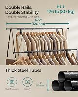 SONGMICS Double Clothes Rack on Wheels Extendable 83-120 cm Ink Black HSR133B01 view 4