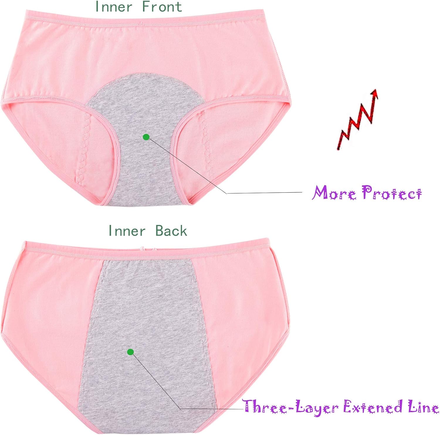 Hellove Cotton Period Panties Menstrual Leak Proof Protective Briefs For Teen Girls,Women: Clothing
