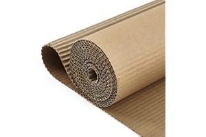 Henoyso Corrugated Cardboard Roll 20 x 120 Inches Thicker Wider Single Face B Flute Heavy Duty Corrugated Paper Cardboard Roll for Shipping, Christmas Crafts, Gift Packaging & DIY Projects