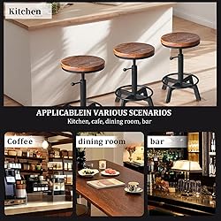 BOKKOLIK Set of 2-Industrial Bar Stool-Counter