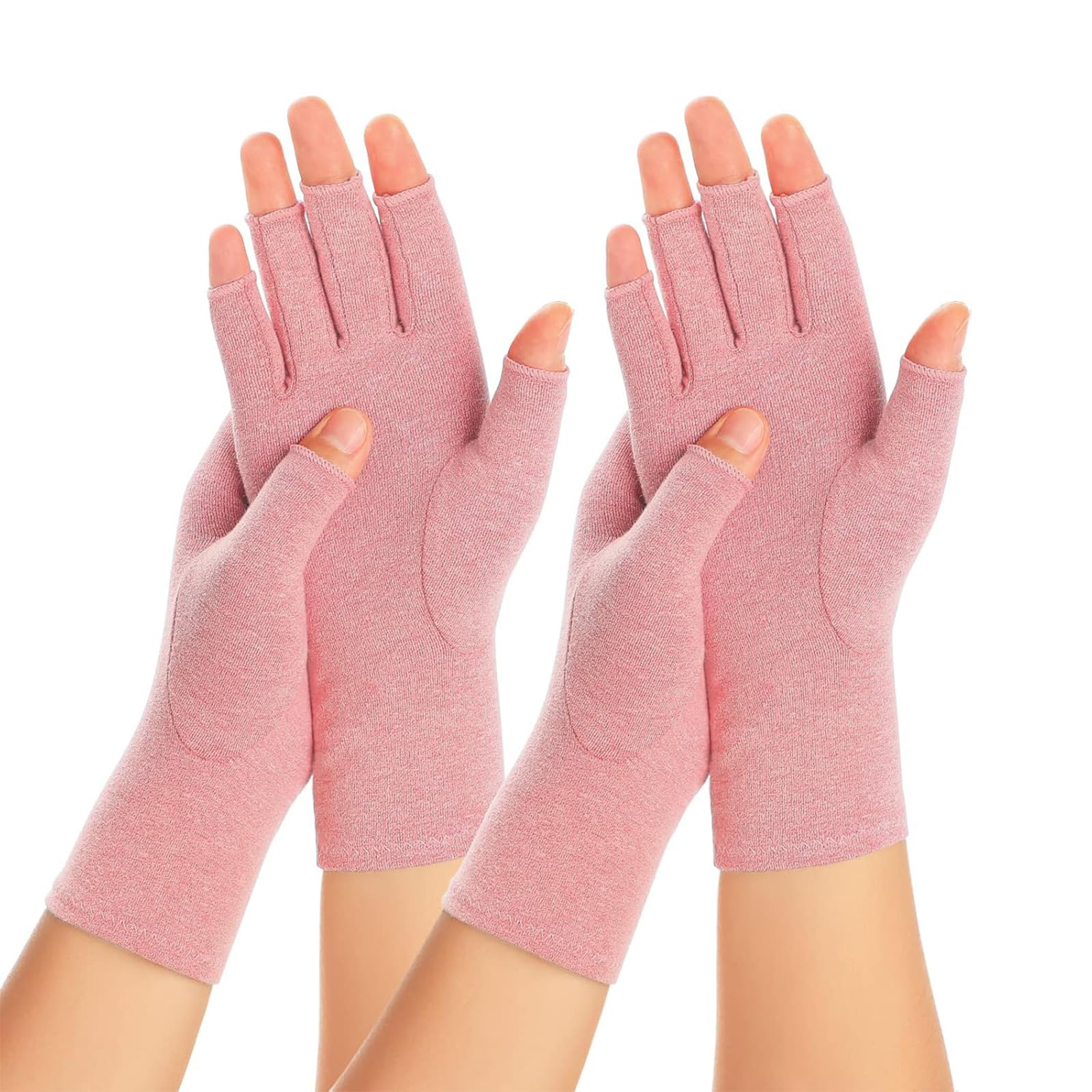 SUPERFA 2 Pairs Compression Gloves for Women and Men, Bamboo Arthritis Fingerless Gloves for Pain Relief