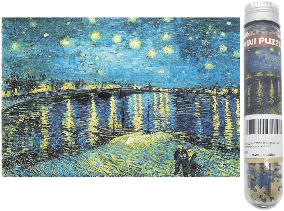 Small Jigsaw Puzzles for Adults Challenging Puzzle Difficult Puzzles Starry Night Over Rhone River by Van Gogh Toys Gift Home Decor Entertainment 150 Pieces Mini Jigsaw Puzzles 6 x 4 Inches