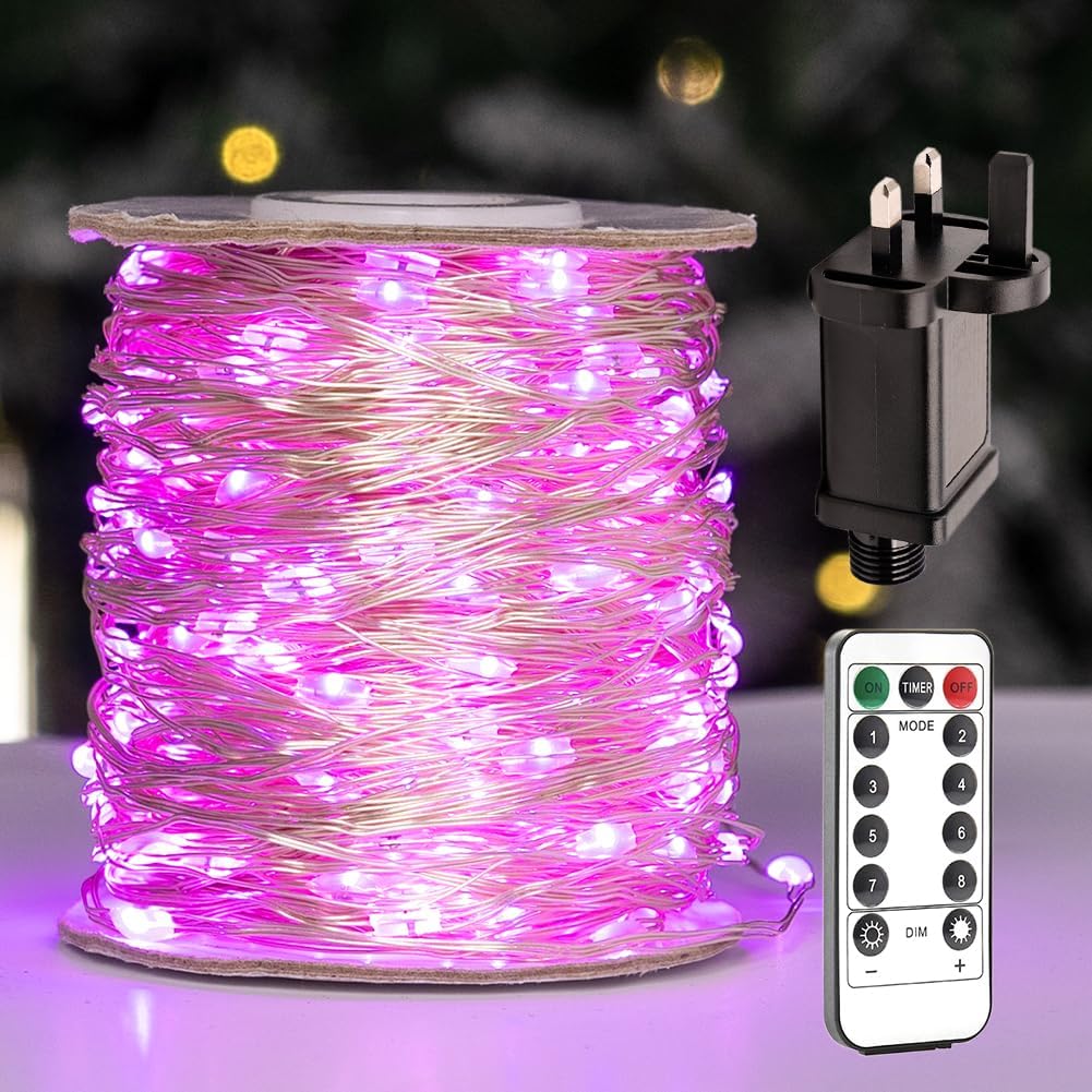 ZELUXDOT Pink Fairy Lights 400 FT Plug in Indoor Long Electric String Lights with Remote Timer 1200 LED for Bedroom, Living Room, Tree, Garden, Porch, Patio, Backyard, Christmas Tree — image 1