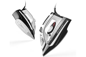 IRONDAY Steam Iron for Clothes Rapid Heating, 1700W Iron with Non-Stick Ceramic Soleplate, 3-Way Auto-Off, 14.07oz Water Tank Ironing Clothes for Home