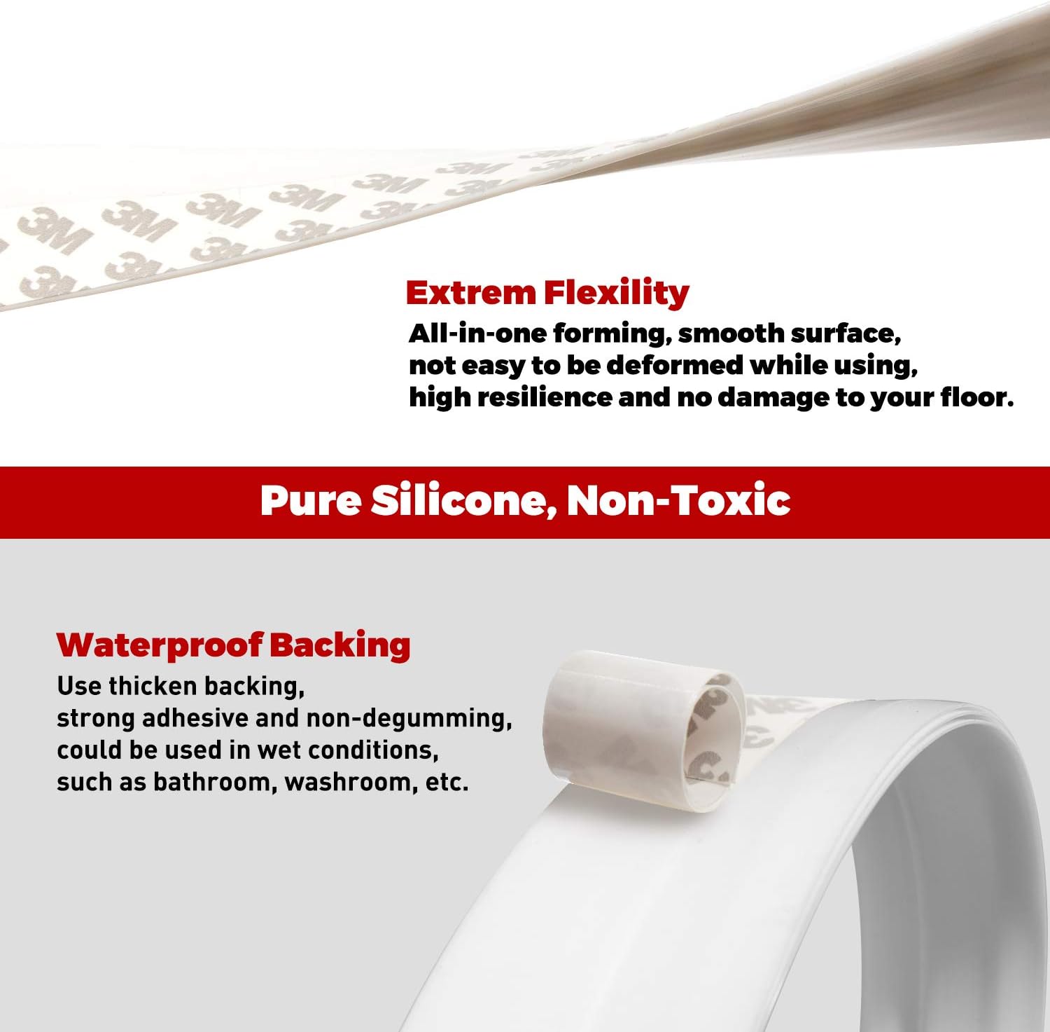 Holikme Door Draft Stopper Under Door Draft Blocker Insulator Door Sweep Weather Stripping Noise Stopper Strong Adhesive 39" Length (Transparent): Home & Kitchen