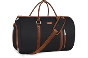TIBES Convertible Garment Duffle Bags for Travel - Carry On Garment Bags With Toiletry Bag, Large Weekender Bags for Women Men 2 in 1 Hanging Suitcase Suit Travel Duffel Bags (2pcs Set, Black)