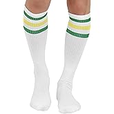 Joulli White Knee High Retro Striped Tube Socks 1-3 Pairs