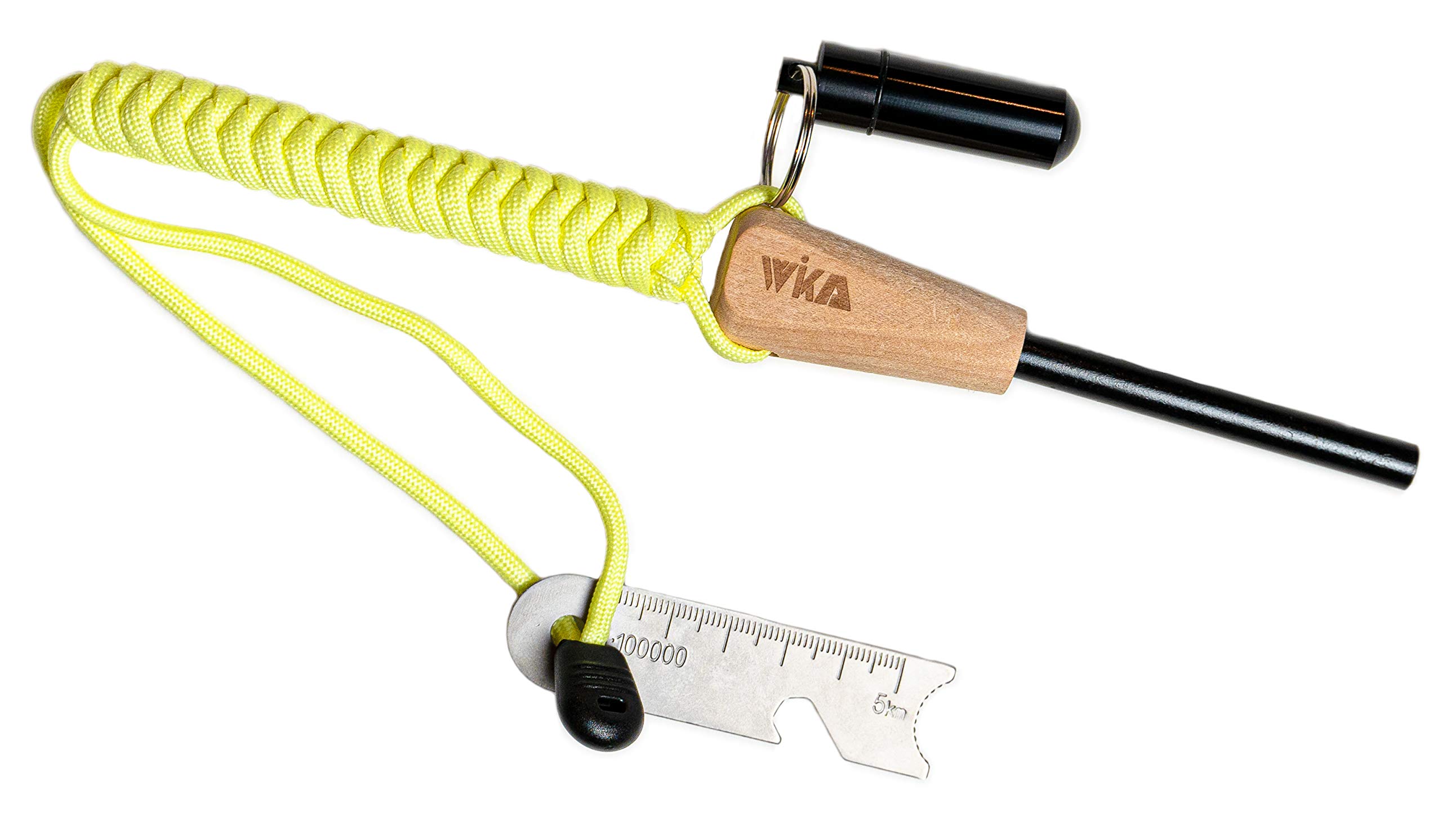 WIKA Fire Steel with Aluminium Tinder Box, Modern Style, Alloy Steel & Metal Alloy, Gold - MECHANICAL_LIGHTER, 2 pieces, for Camping, Hiking, Barbecues, Emergency Situations