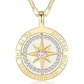 LOUISA SECRET Graduation Gifts for Her 2025, S925 Sterling Silver Compass Birthstone Pendant Necklace for Her, Anniversary Birthday Jewelry Gifts for Women Her