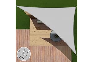 Patio Paradise 12' x 12' x 17' Waterproof Sun Shade Sail Triangle Right, UV Block Sunshade Canopy Outdoor Patio Covers Shade Cloth Tarp for Backyard Deck Garden Awning (Customized), Light Gray
