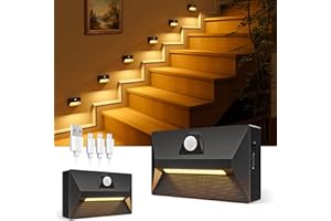 VOLISUN Motion Sensor Stair Light Rechargeable 2 Pack, Night Lights 3 Modes & 3 Color Temperatures, Magnetic Rechargeable Sti