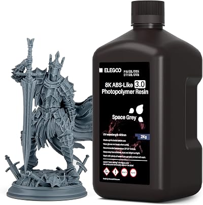 ELEGOO 8K ABS-Like 3D Printer Resin 2KG Space Grey Low Viscosity