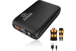 SUNNOBE 7.4V 16000mah Heated Vest Battery Pack Compatible with DC 3.5/3.8/4mm, 3 Output with LED Display for Heated Vest & Jacket (Suit for 7.4v and 5V Heated Clothing)