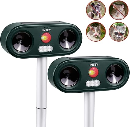 INTEY Katzenschreck Tiervertreiber wasserdichte Ultraschall Solar Tiervertreiber ...
