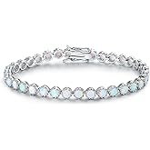 Barzel 18K Gold Plated Crown Created Opal Bracelet Tennis